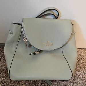 kate spade Mint Green Pebbled Leather Drawstring Backpack